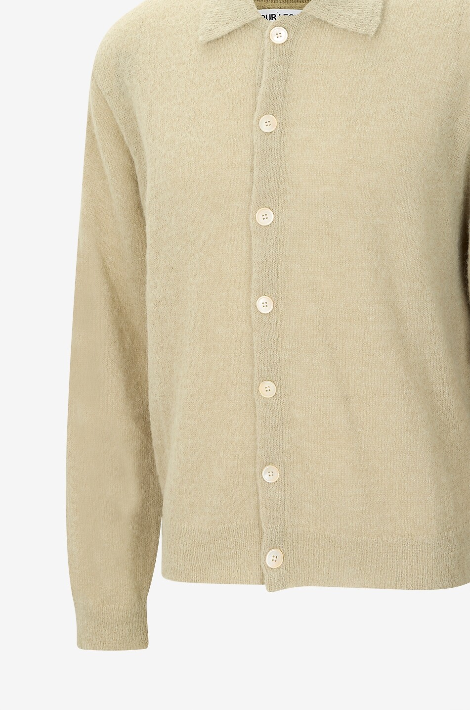 OUR LEGACY Cardigan boxy esprit polo en maille alpaga Evening Polo Fuzzy Alpaca Homme VERT 3
