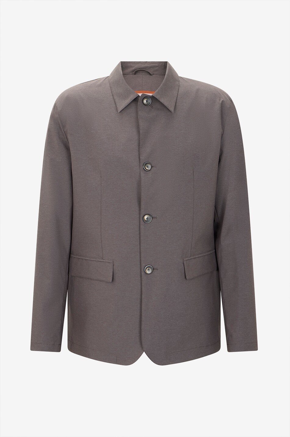 HERNO Lightweight single-breasted straight-fit jacket Men DARK BROWN 1