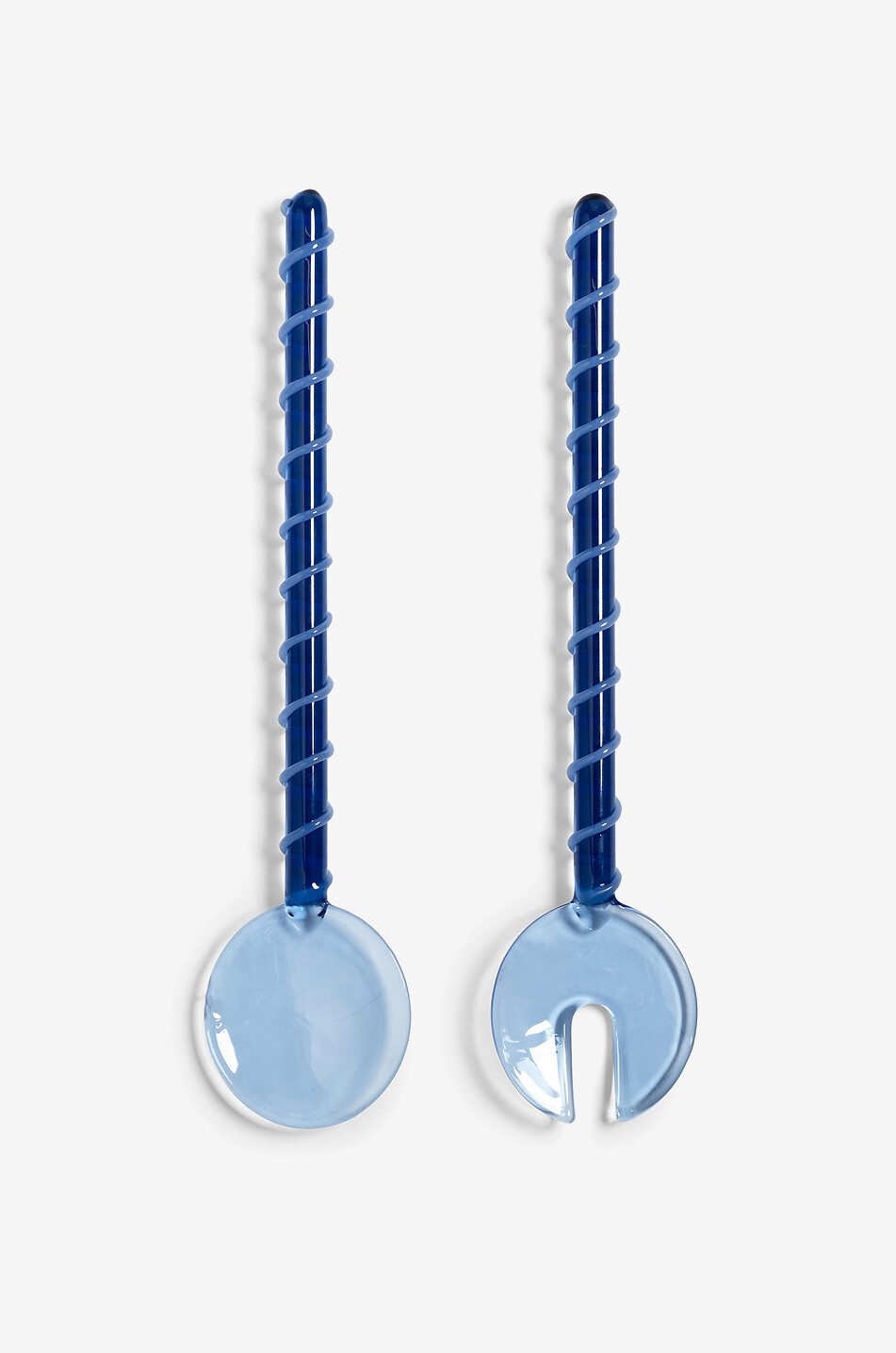 KLEVERING Couverts à salade en verre borosilicate torsadé Sling Blue Maison BLEU 1