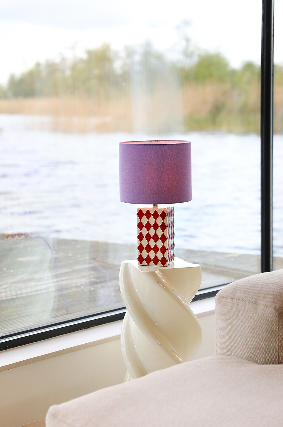 KLEVERING Lampe de table en grès et tissu Grid Maison MULTICOLORE 2
