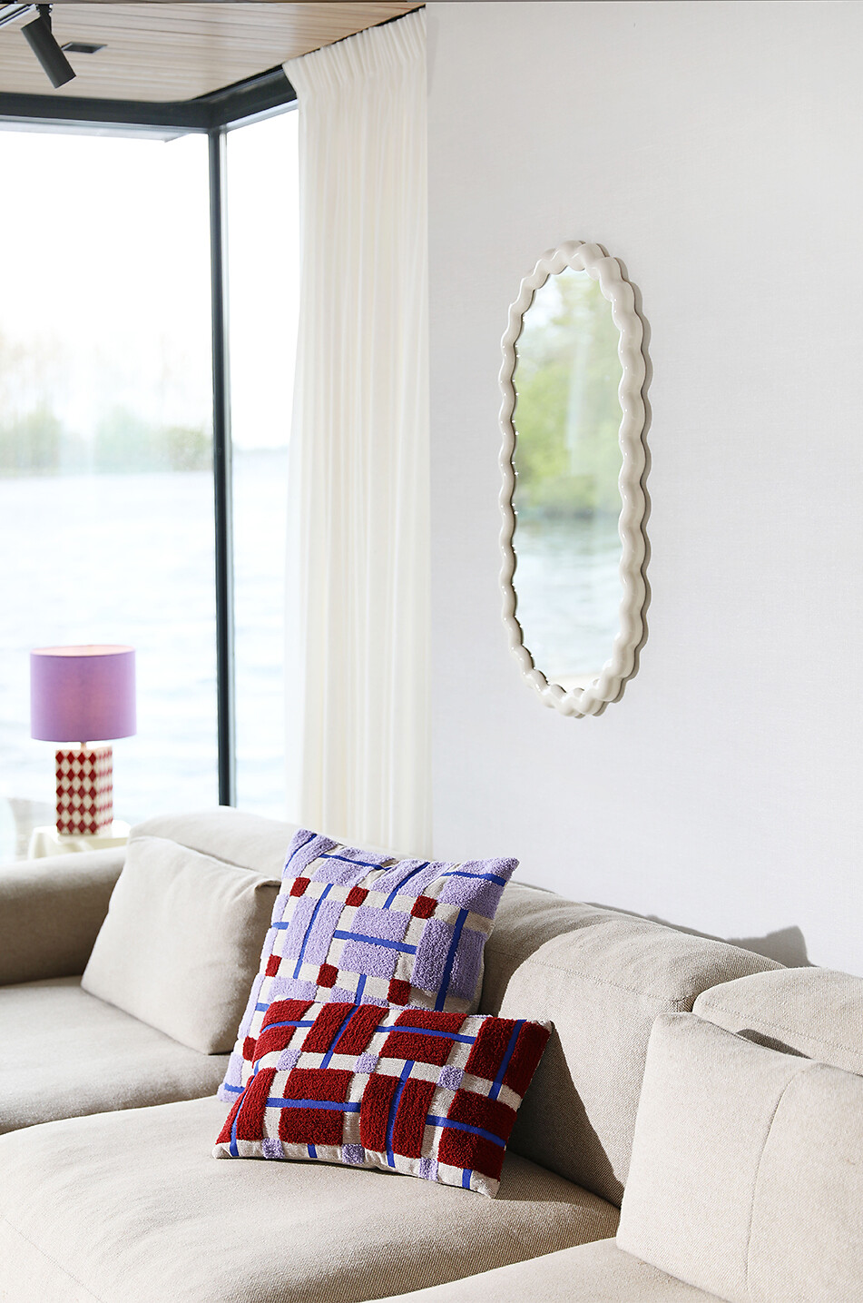 KLEVERING Lampe de table en grès et tissu Grid Maison MULTICOLORE 3