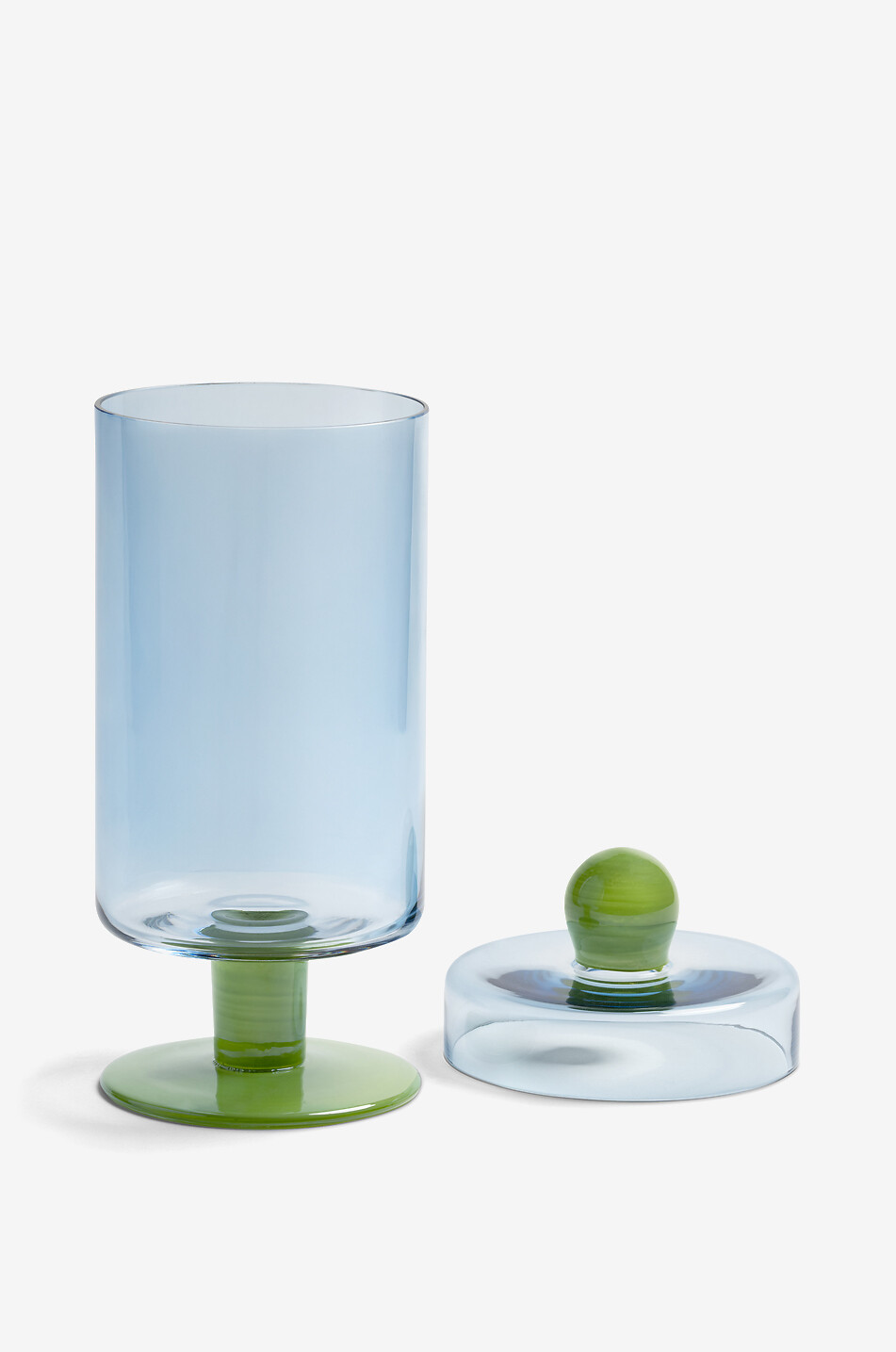 KLEVERING Duo Tall Blue stemmed glass jar with lid - H27 Home BLUE 2