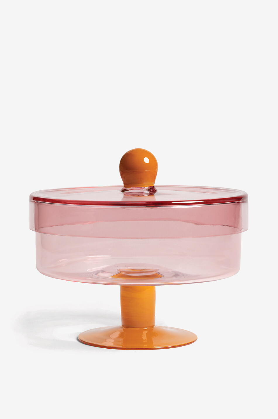 KLEVERING Bocal en verre avec couvercle à pied Duo Pink - H20 Maison ROSE 1