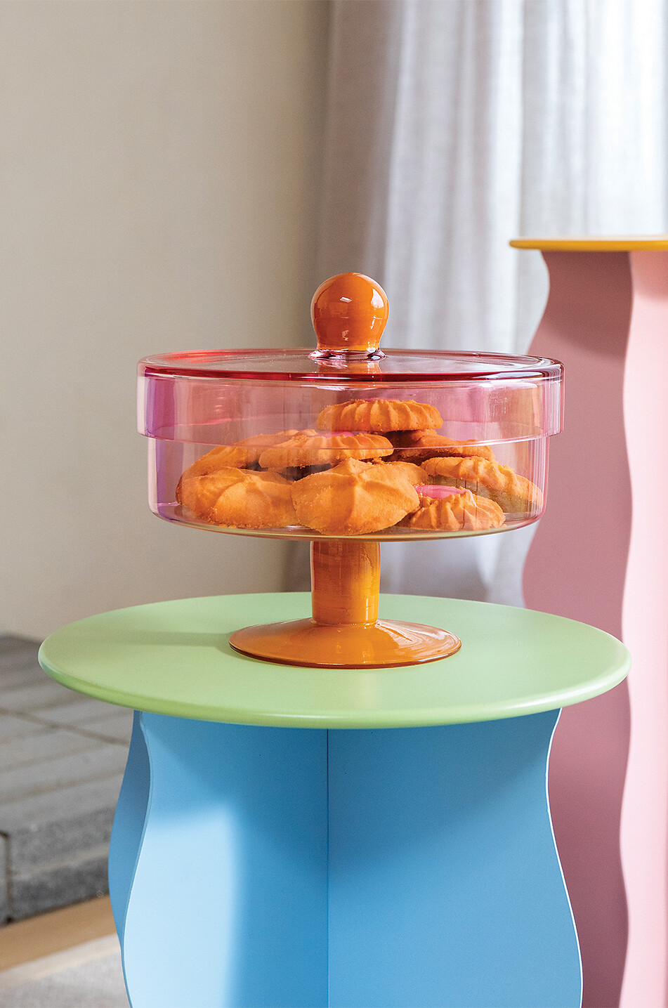 KLEVERING Bocal en verre avec couvercle à pied Duo Pink - H20 Maison ROSE 2