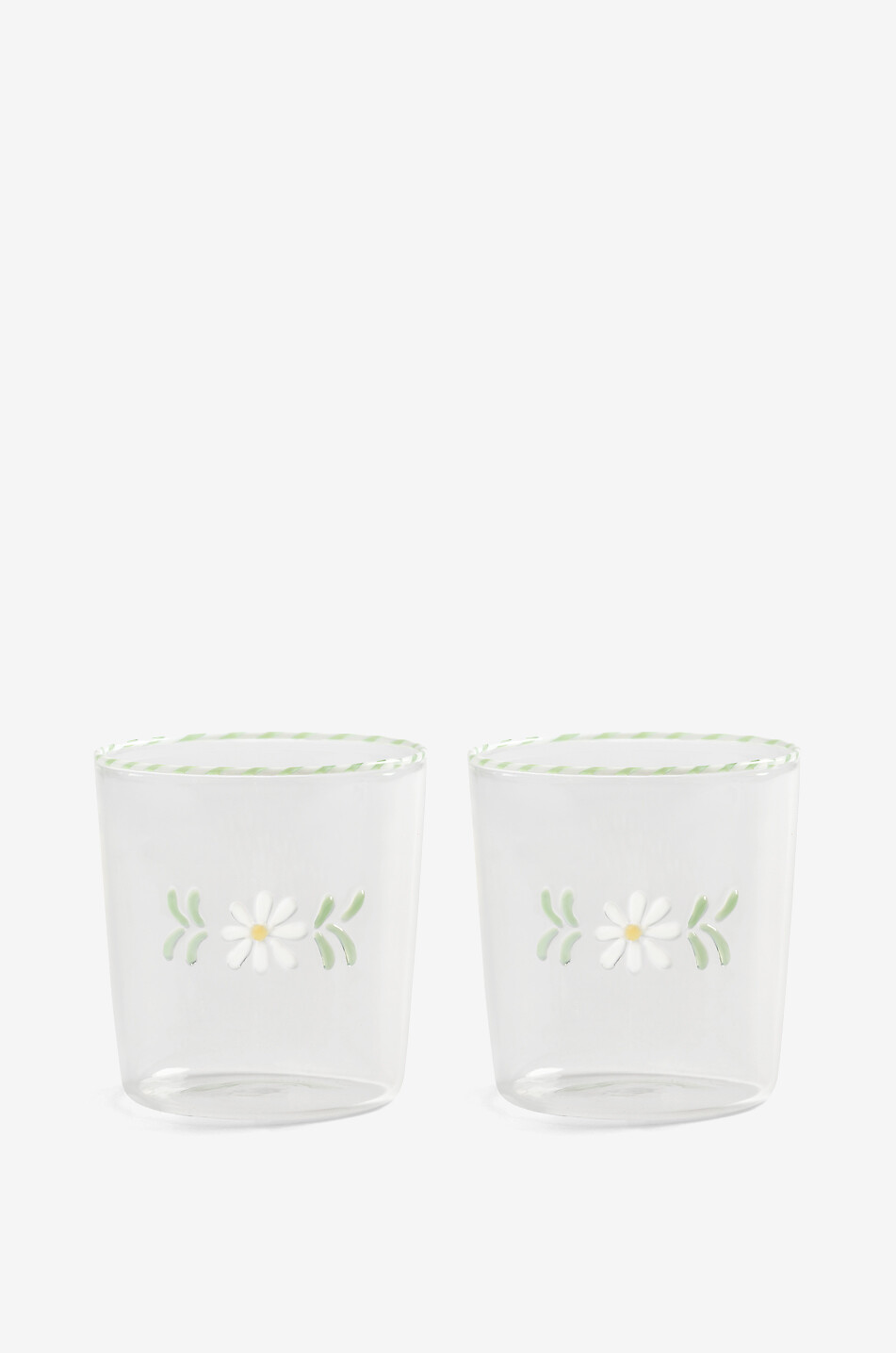 KLEVERING Flora White set of 2 borosilicate water glasses Home Colourless 1