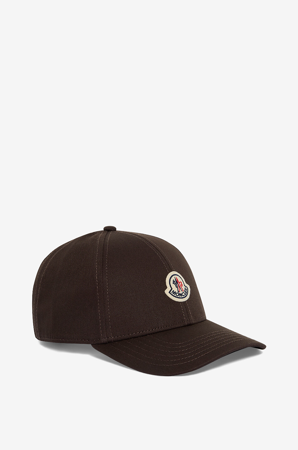 MONCLER Tricolour logo patch adorned cotton gabardine baseball cap Men BROWN 2