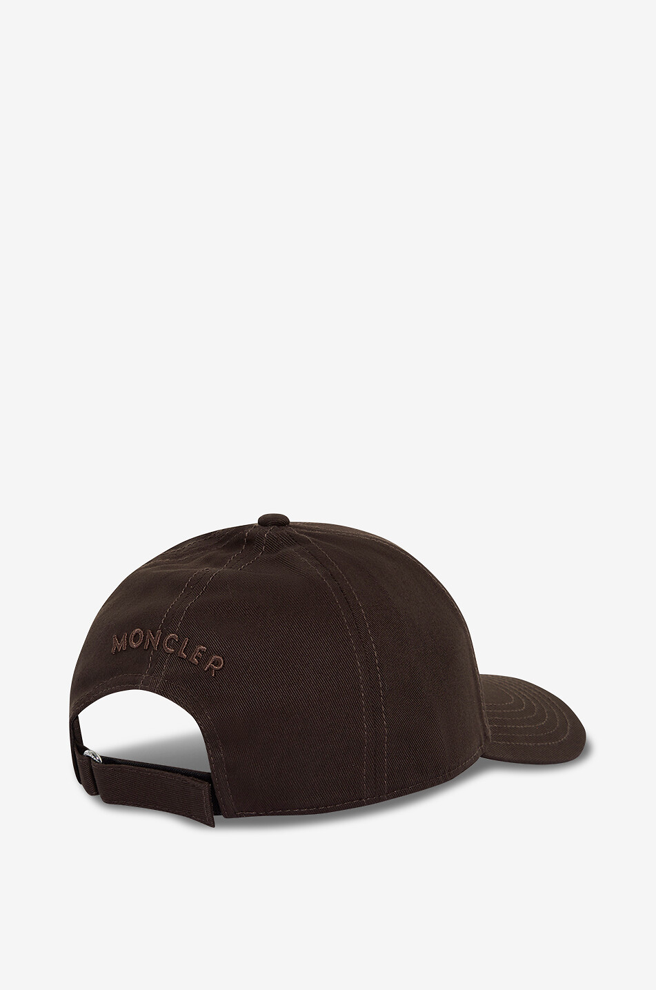 MONCLER Tricolour logo patch adorned cotton gabardine baseball cap Men BROWN 3