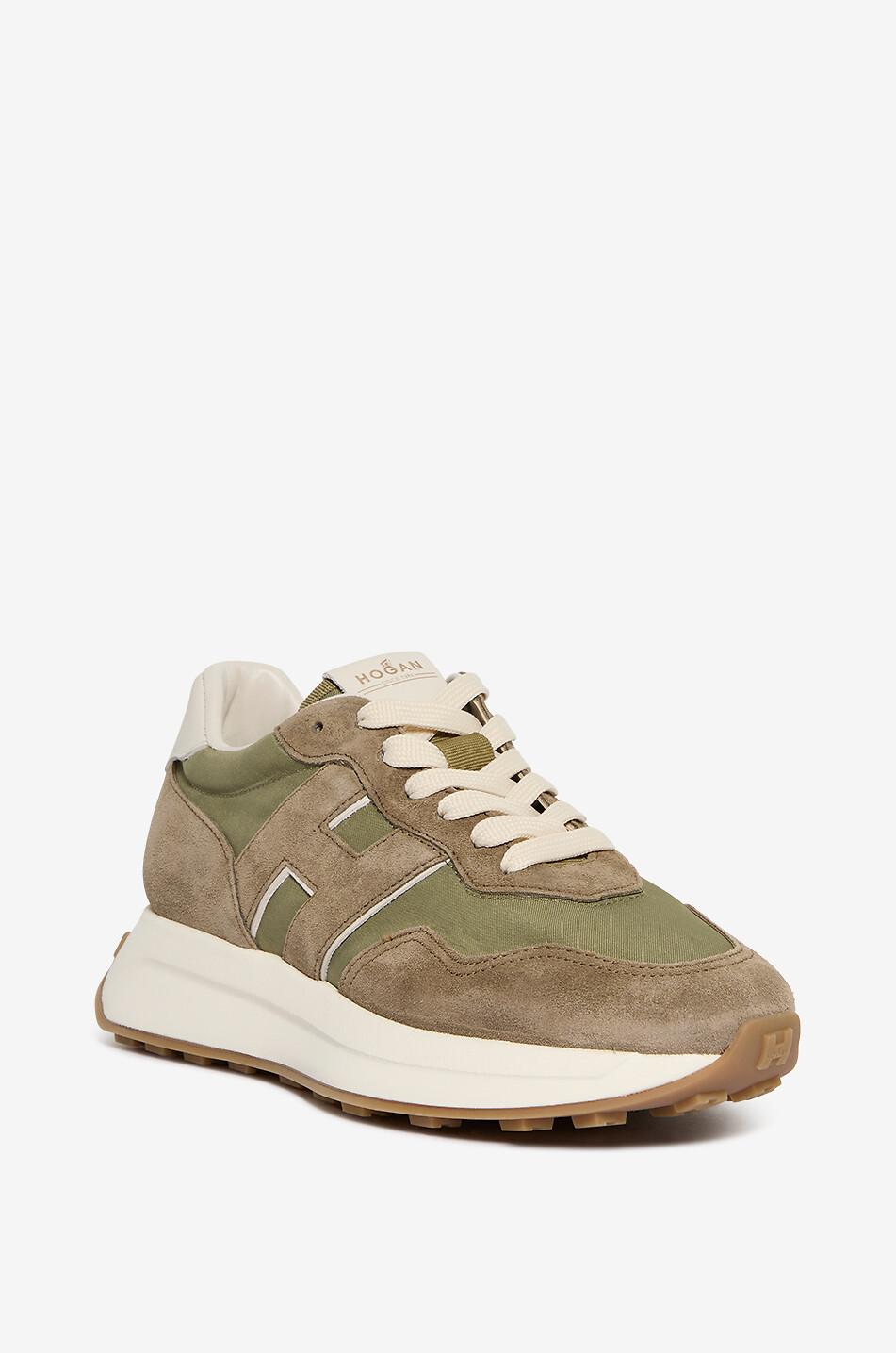HOGAN Niedrige Schnürsneakers aus Wildleder und Stoff H641 Damen DUNKELGRÜN 1