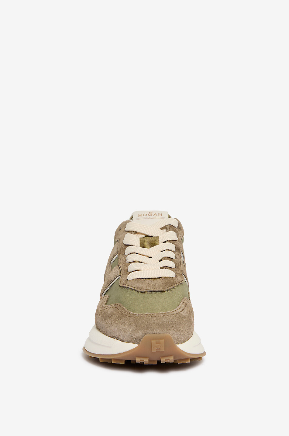 HOGAN Niedrige Schnürsneakers aus Wildleder und Stoff H641 Damen DUNKELGRÜN 2