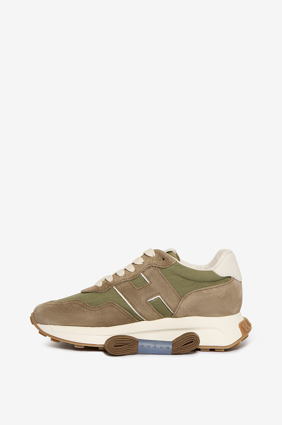 HOGAN Niedrige Schnürsneakers aus Wildleder und Stoff H641 Damen DUNKELGRÜN 4
