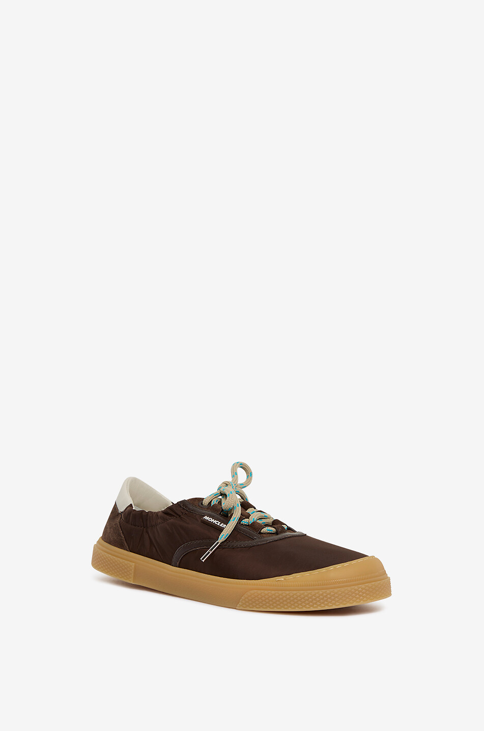 MONCLER Niedrige Schnürsneakers aus Nylon und Wildleder Vera Damen BRAUN 1