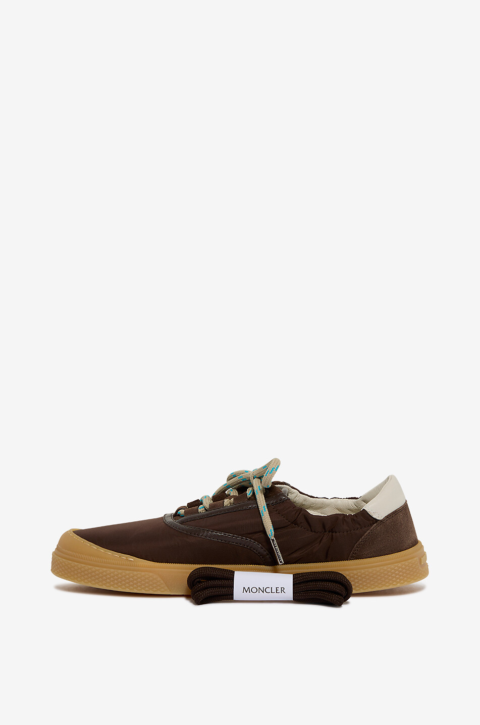 MONCLER Niedrige Schnürsneakers aus Nylon und Wildleder Vera Damen BRAUN 3