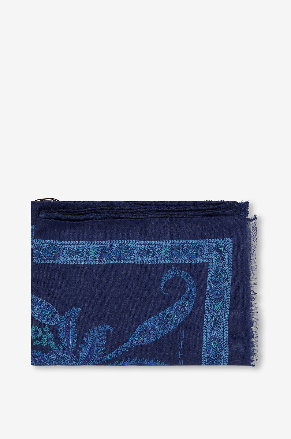 ETRO Écharpe imprimée paisley en cachemire soie et laine Boheme Scarf 70X170 Homme BLEU FONCE 1
