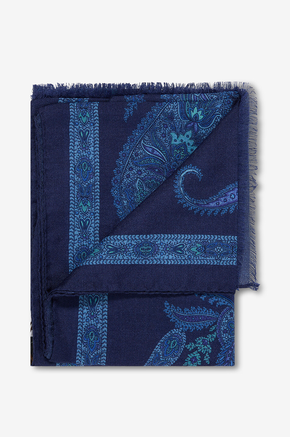 ETRO Écharpe imprimée paisley en cachemire soie et laine Boheme Scarf 70X170 Homme BLEU FONCE 2