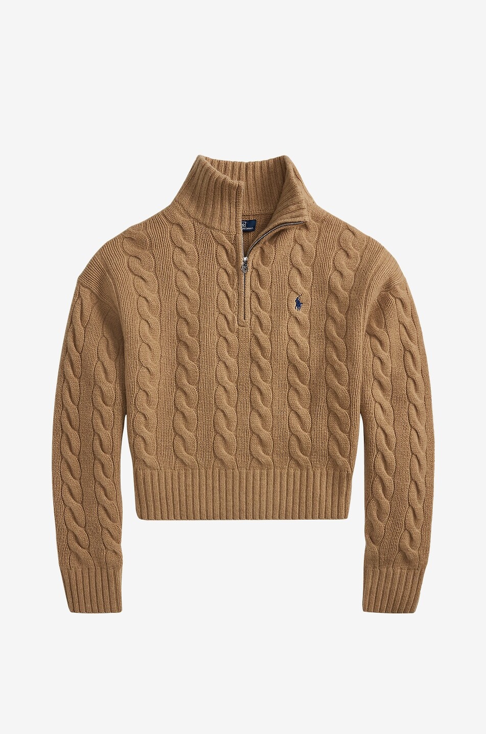 POLO RALPH LAUREN Pony half-zip cable-knit jumper in wool and cashmere Women CAMEL 1