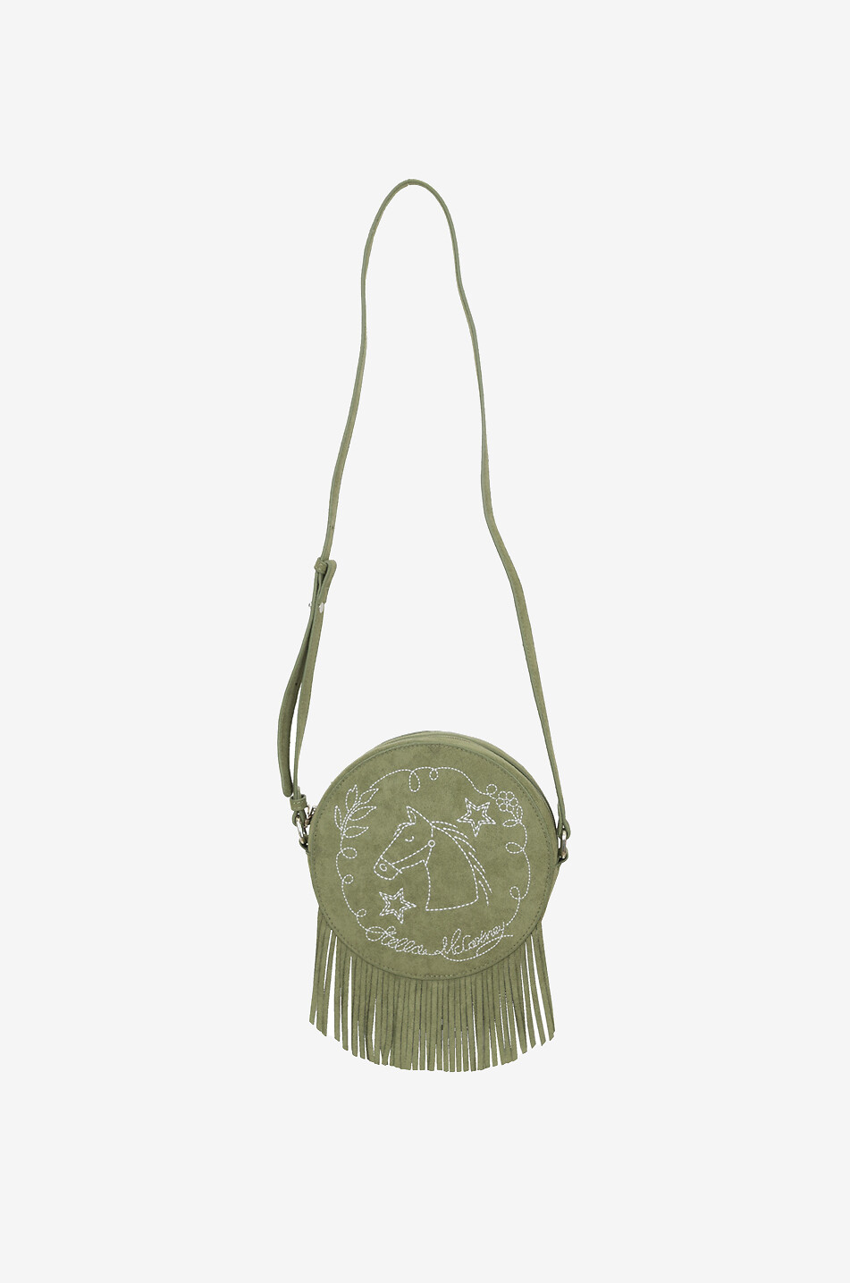 Horse girls' round fringed shoulder bag