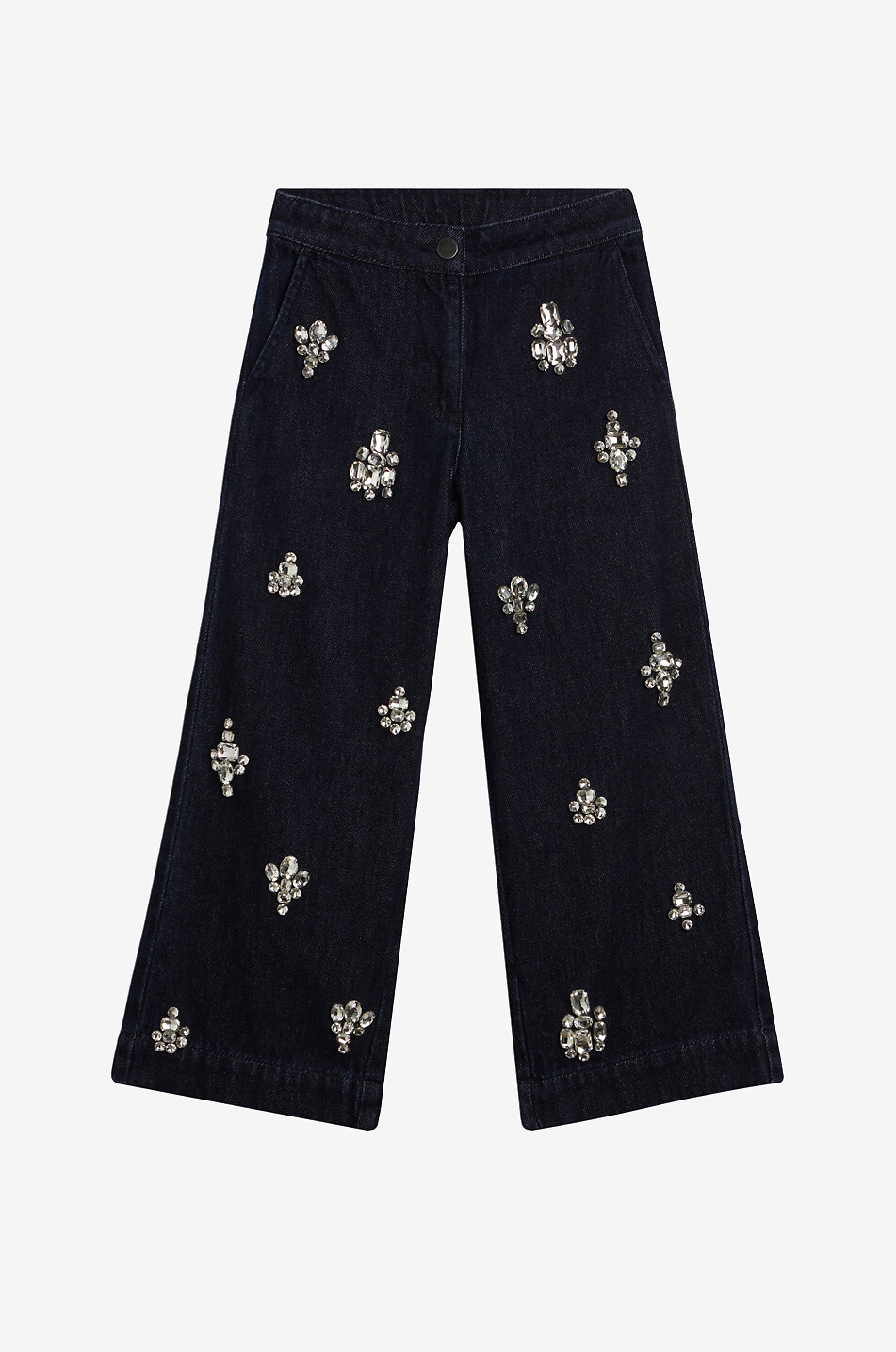 STELLA McCARTNEY KID Rhinestone embellished wide-leg girls' jeans Girl DARK BLUE 1