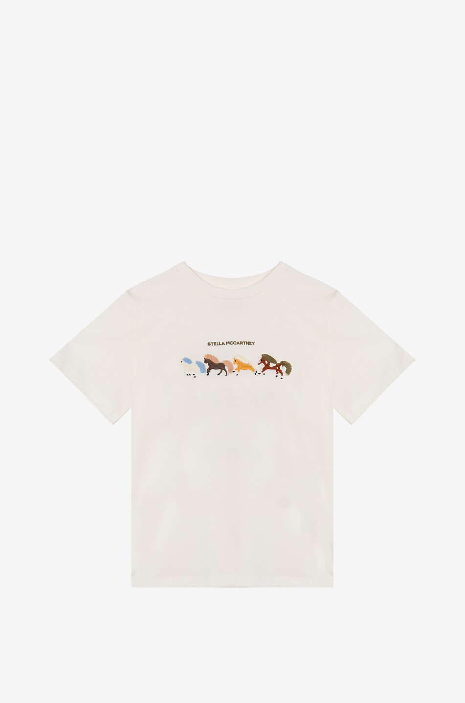 STELLA McCARTNEY KIDS T-shirt à manches courtes garçon en coton brodé Horses Garçon BLANC CASSE 1