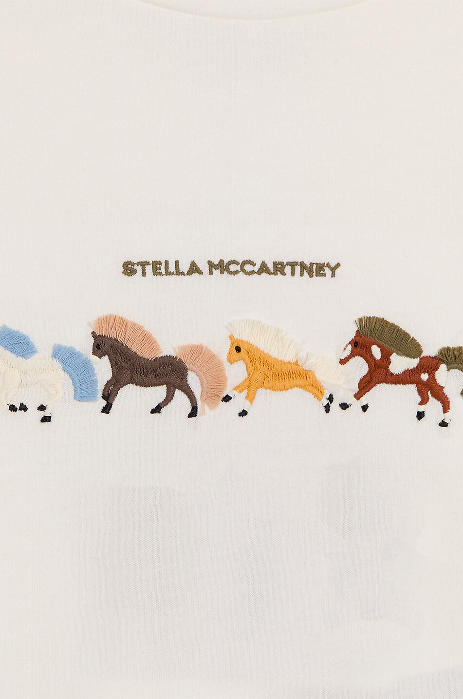 STELLA McCARTNEY KIDS T-shirt à manches courtes garçon en coton brodé Horses Garçon BLANC CASSE 2
