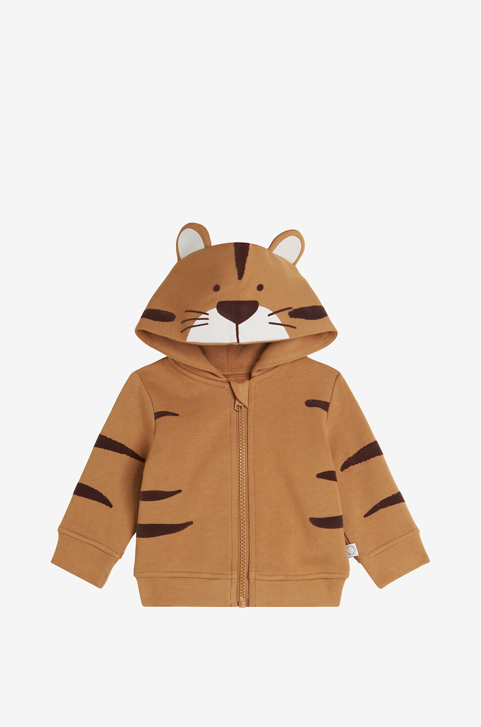 STELLA McCARTNEY KID Tiger hooded baby full-zip sweatshirt Baby CAMEL 1