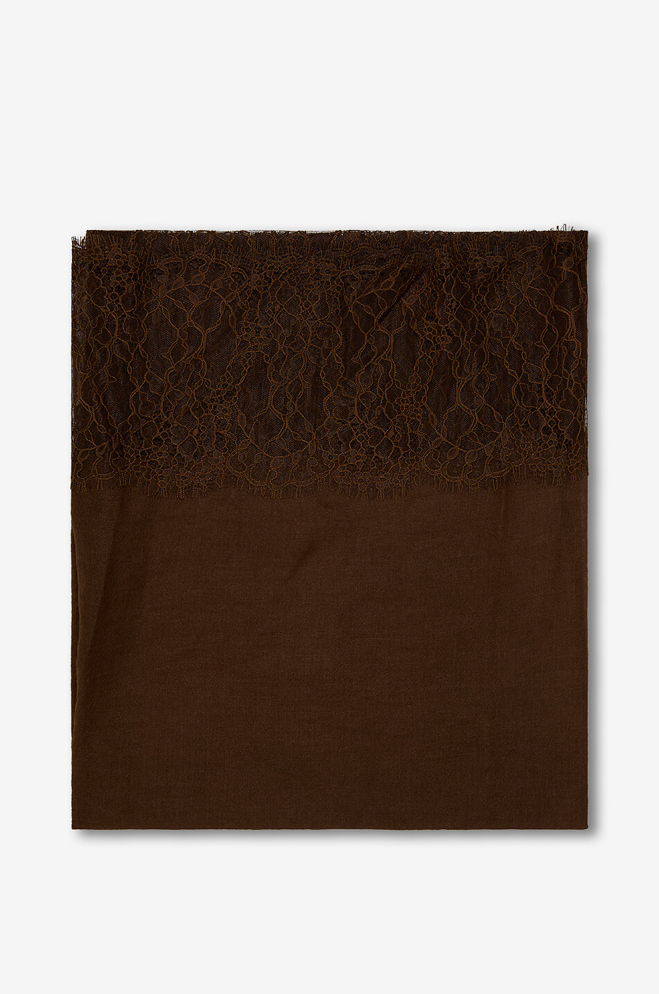 ERMANNO SCERVINO Lace-trimmed cashmere stole Women BROWN 1