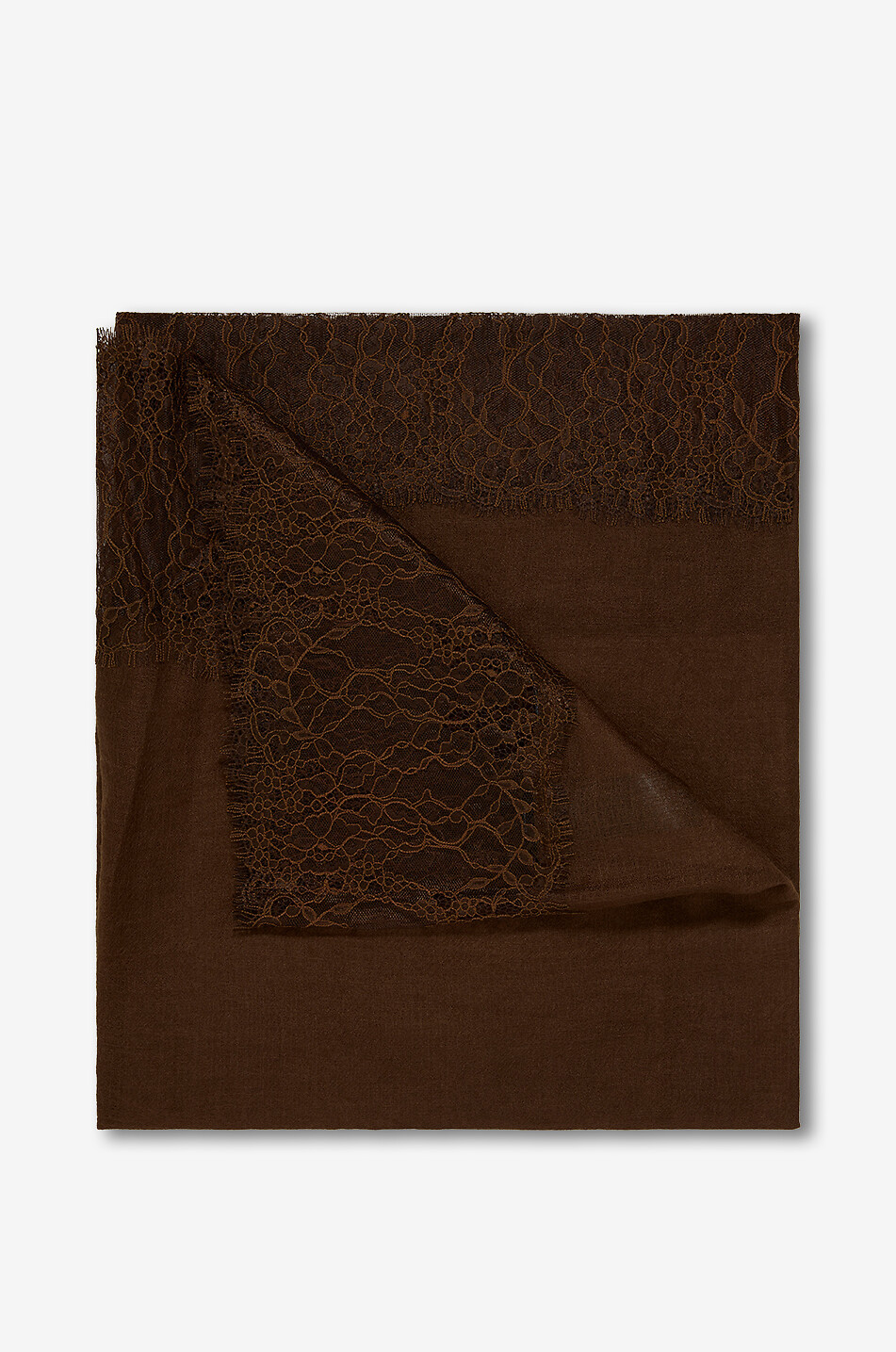 ERMANNO SCERVINO Lace-trimmed cashmere stole Women BROWN 2