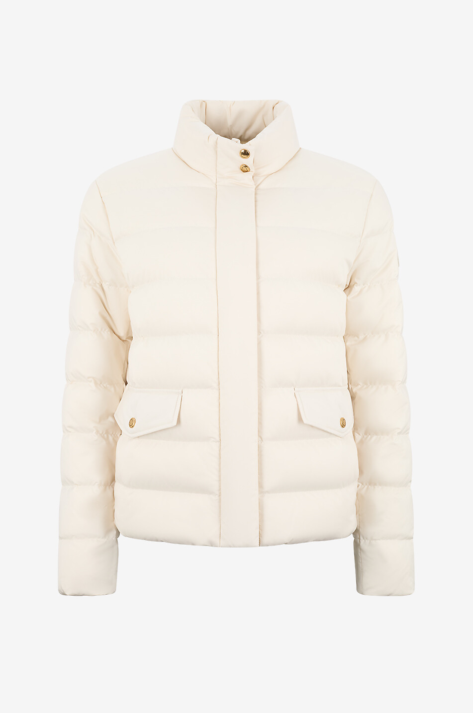MONCLER Kurze Daunenjacke aus technischem Material mit Stehkragen Bessettes Damen WEISS 1