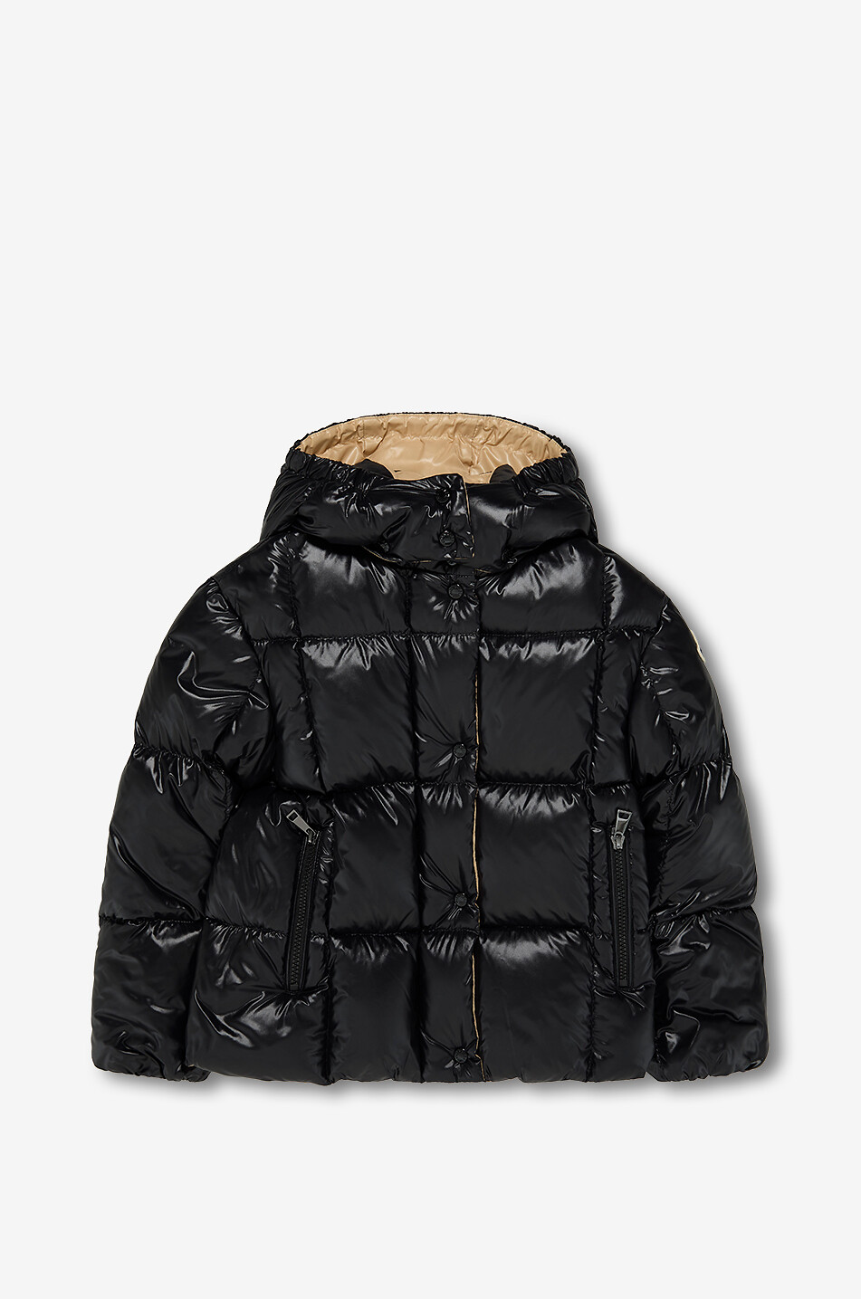 MONCLER Parana girls' lacquer effect nylon hooded down jacket Girl DARK BLUE 1