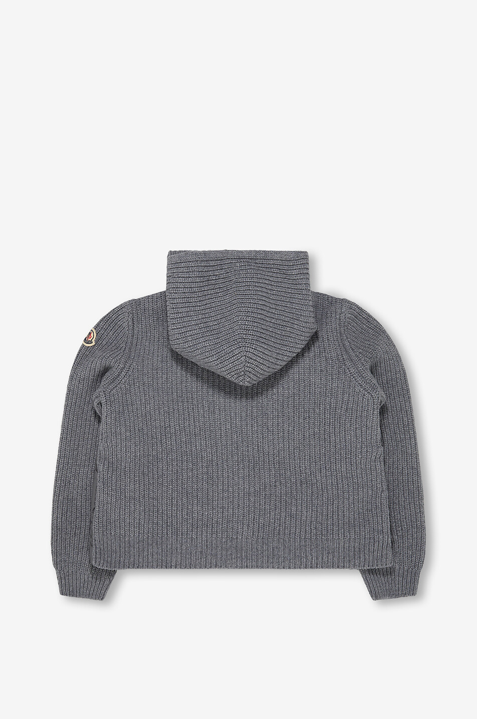 MONCLER Cardigan à capuche fille en laine et cachemire à empiècements doudoune Fille GRIS FONCÉ 2