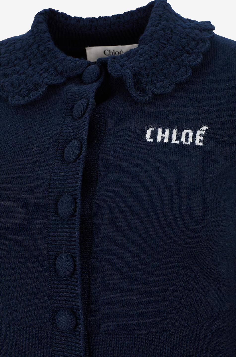 CHLOE Cardigan à col claudine en laine Femme BLEU FONCE 3