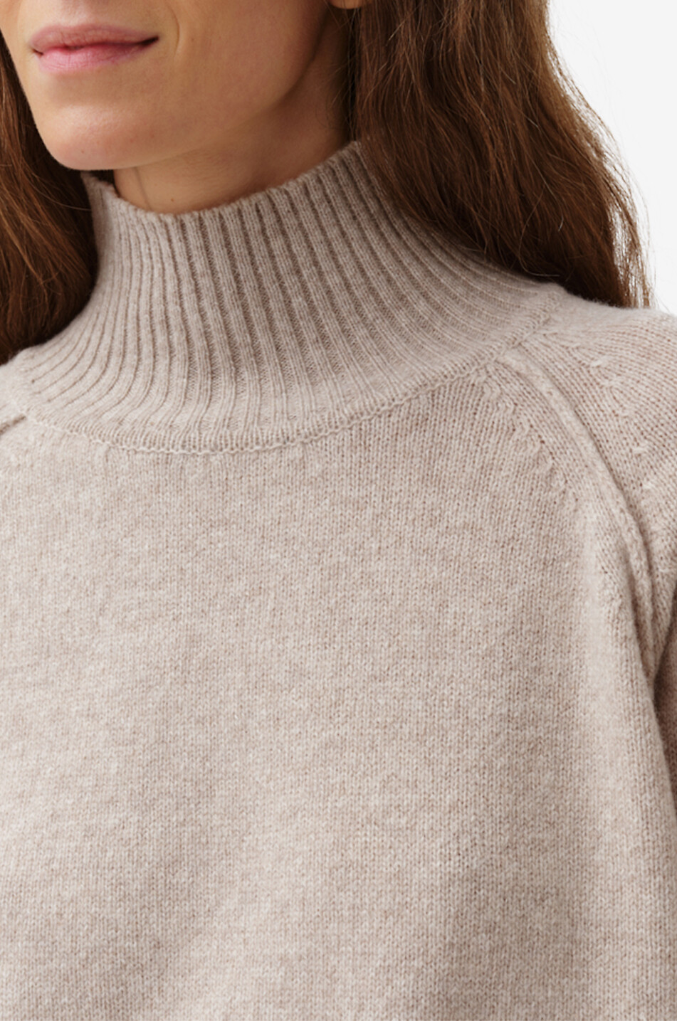 DIEGA Pull à col montant rayé en laine mérinos Paliamo Femme BEIGE 4