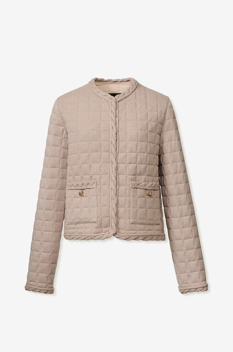 FABIANA FILIPPI Lightweight quilted wool blend jacket with crewneck Women Medium beige 1