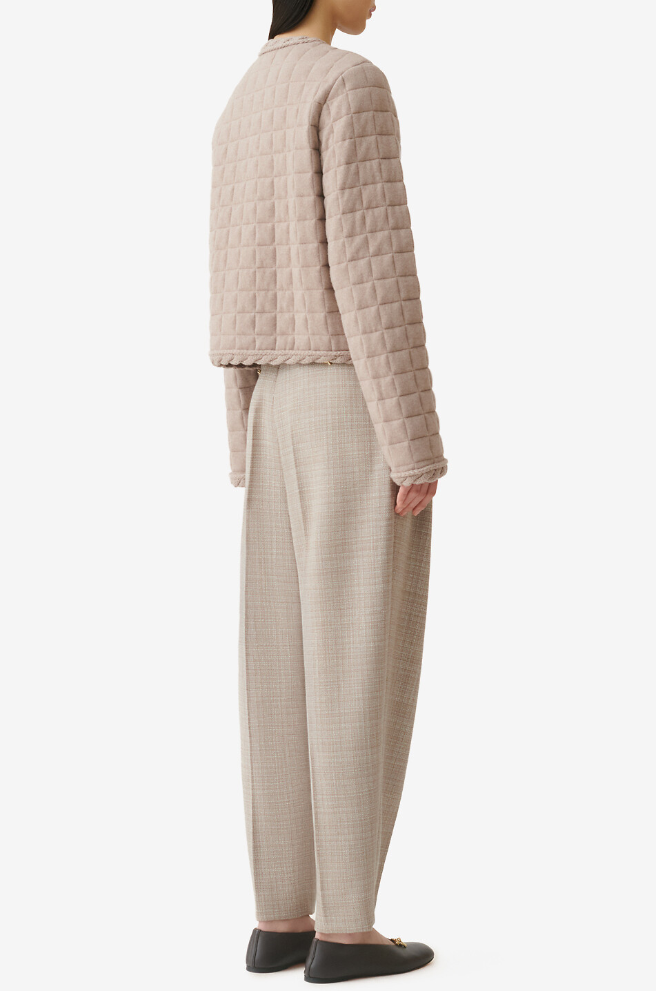 FABIANA FILIPPI Lightweight quilted wool blend jacket with crewneck Women Medium beige 3