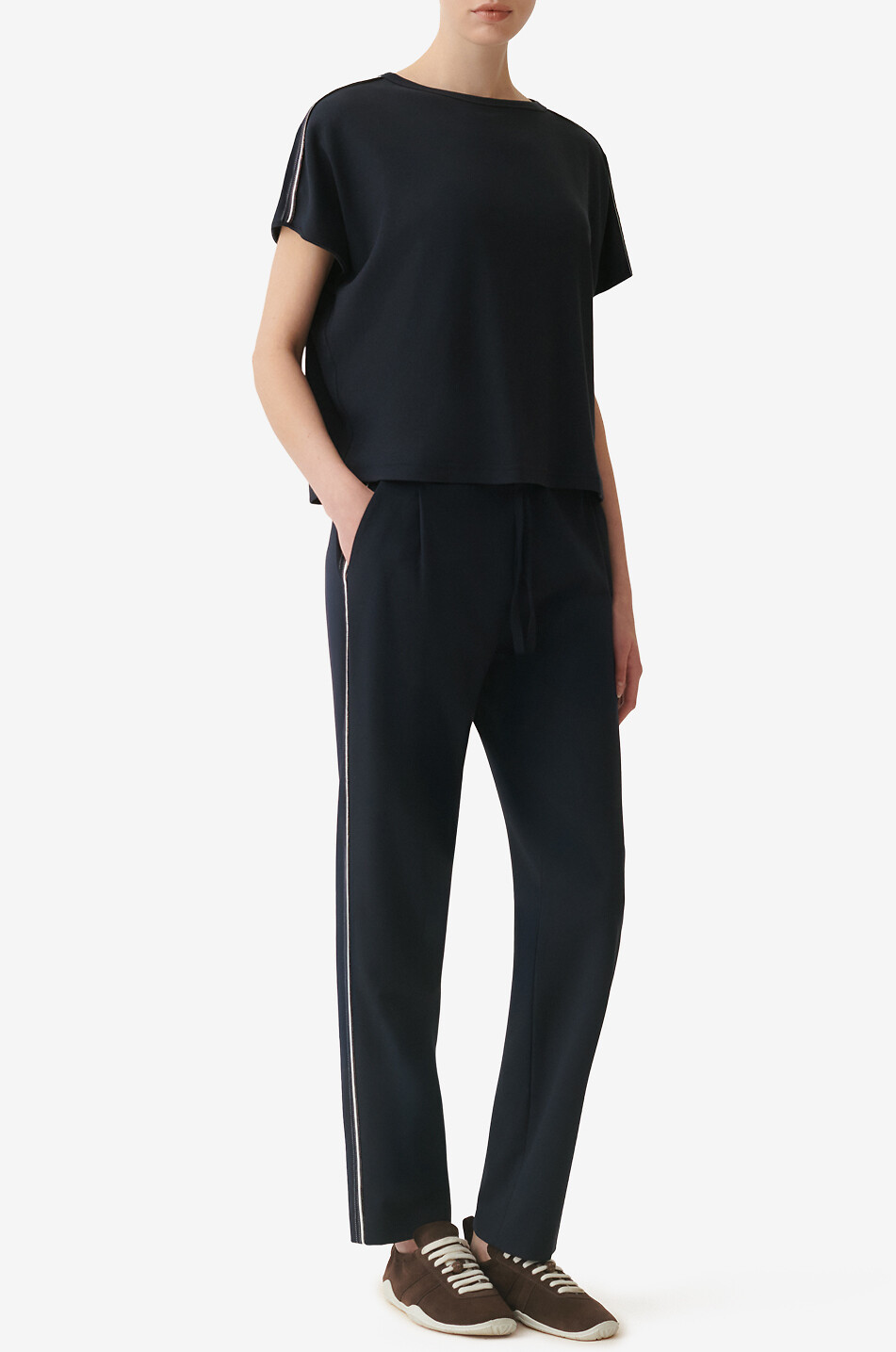 FABIANA FILIPPI Pantalon de jogging en jersey Punto Milano Spello Femme BLEU FONCE 2