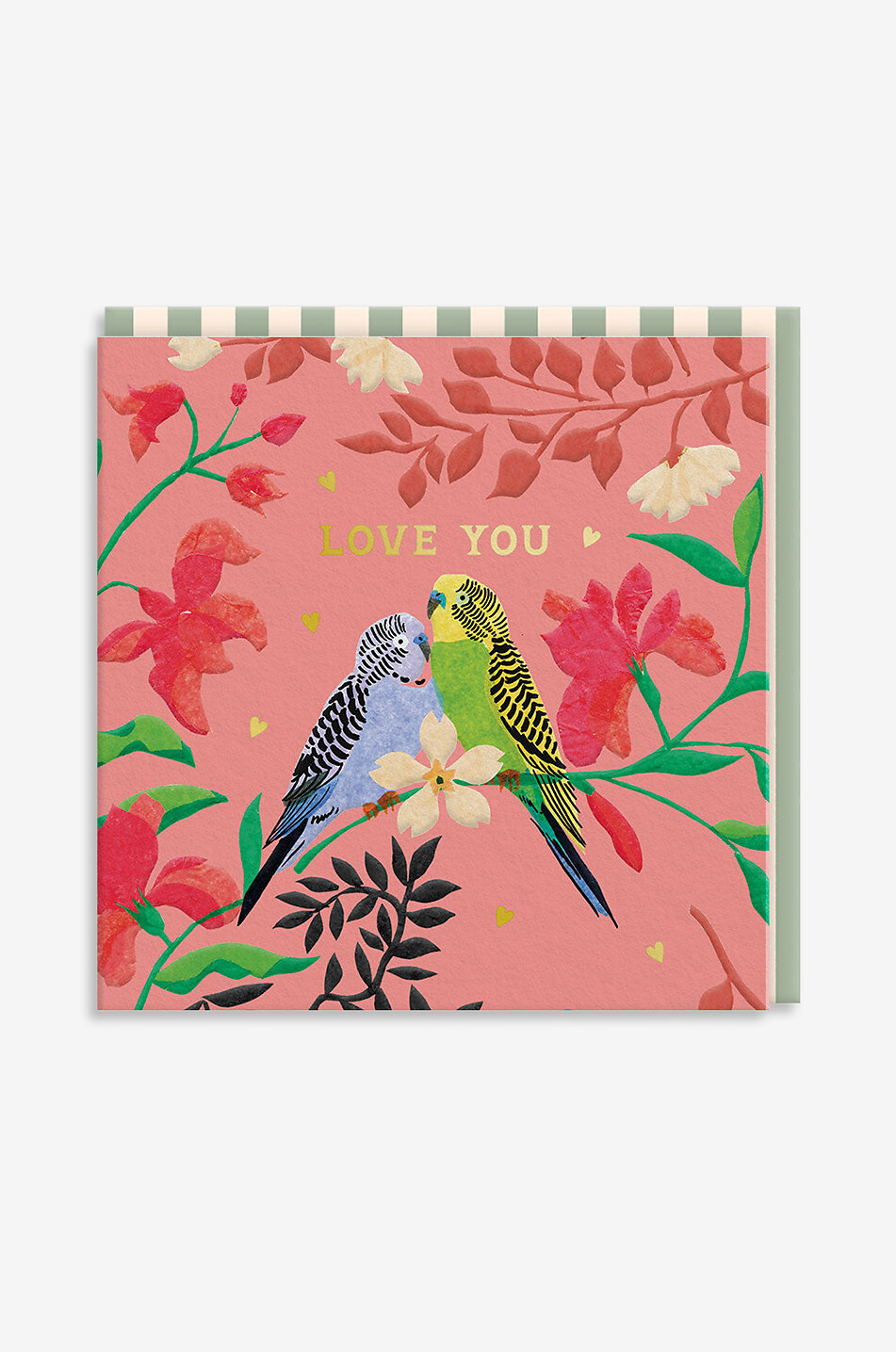 Carte de vœux carrée Love Parrots