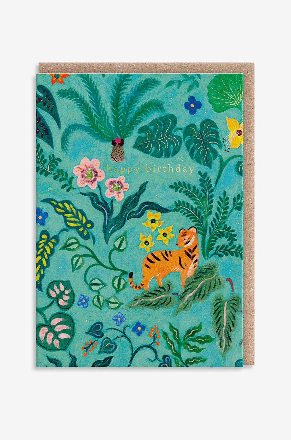 OHH DEER Jungle Tiger mini birthday card Home GREEN 1