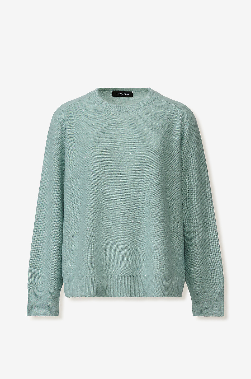 Pull ample à col rond en laine et soie recouvert de sequins