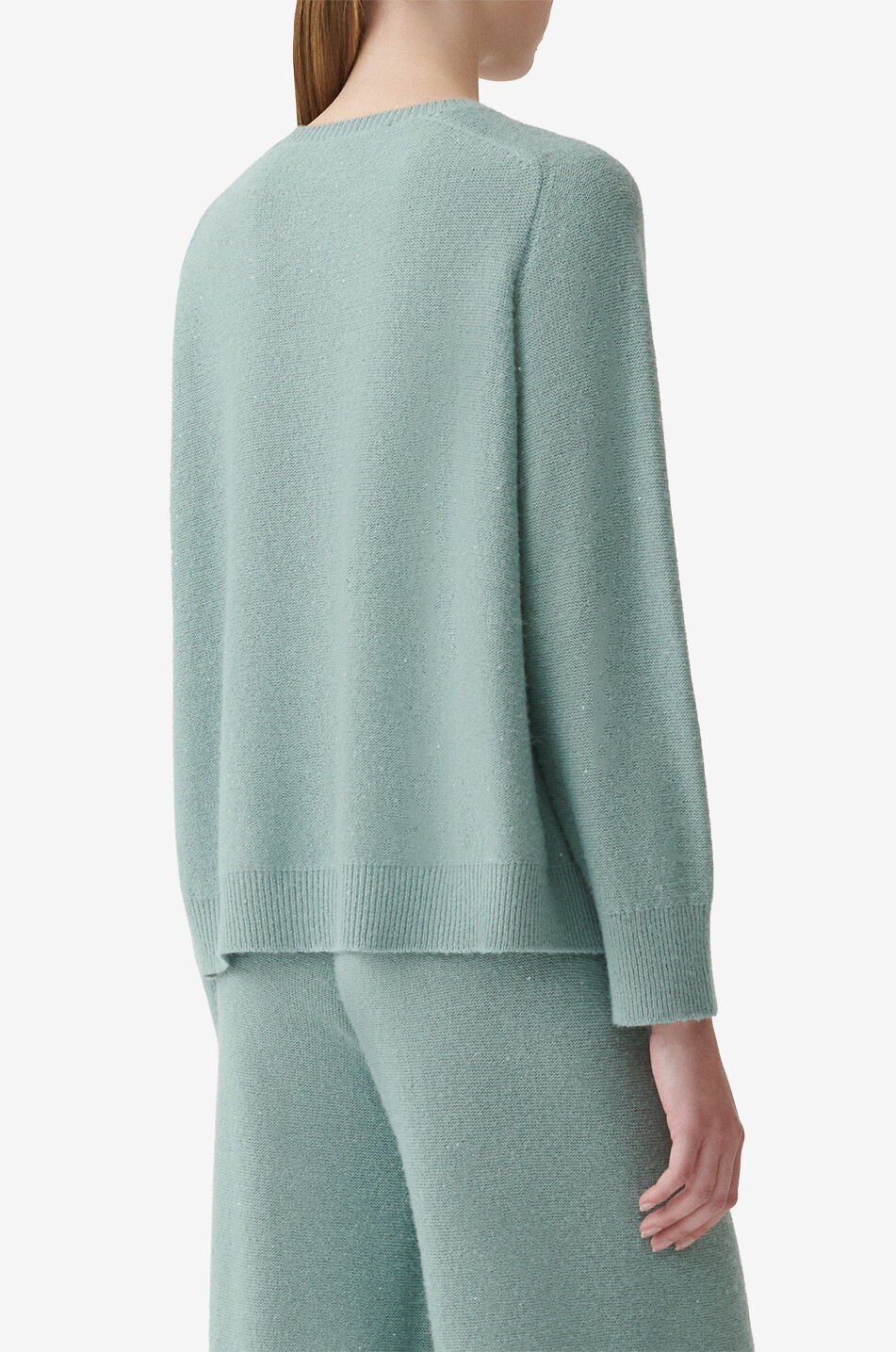 FABIANA FILIPPI Pull ample à col rond en laine et soie recouvert de sequins Femme VERT 4