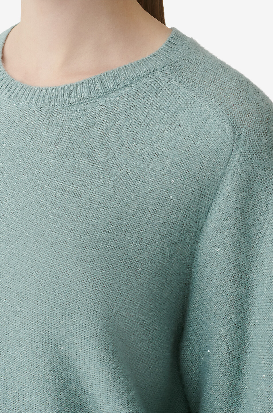 FABIANA FILIPPI Pull ample à col rond en laine et soie recouvert de sequins Femme VERT 5