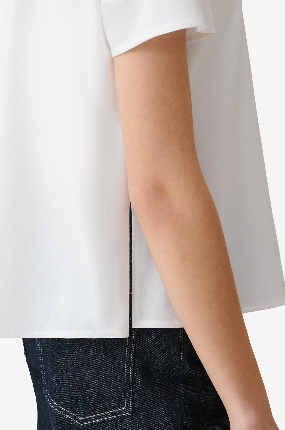 FABIANA FILIPPI Signature collar short-sleeved flared jersey top Women WHITE 6