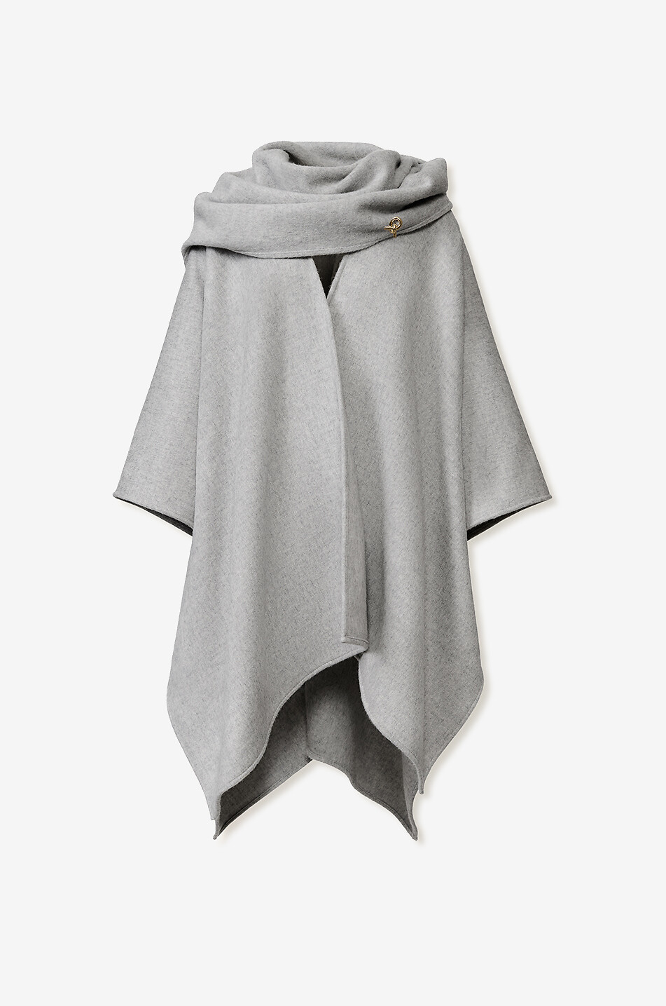 FABIANA FILIPPI Knot wool cape with large scarf and gold-tone brooch Women GREY 1