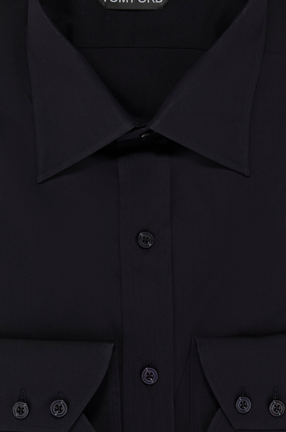 TOM FORD Chemise slim à manches longues en popeline de coton Homme NOIR 2