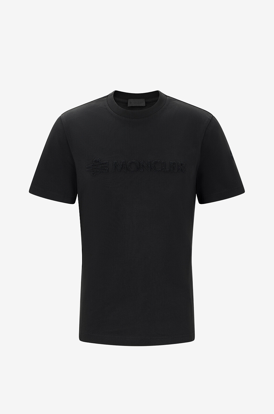 Mixed material short-sleeved T-shirt with back logo print