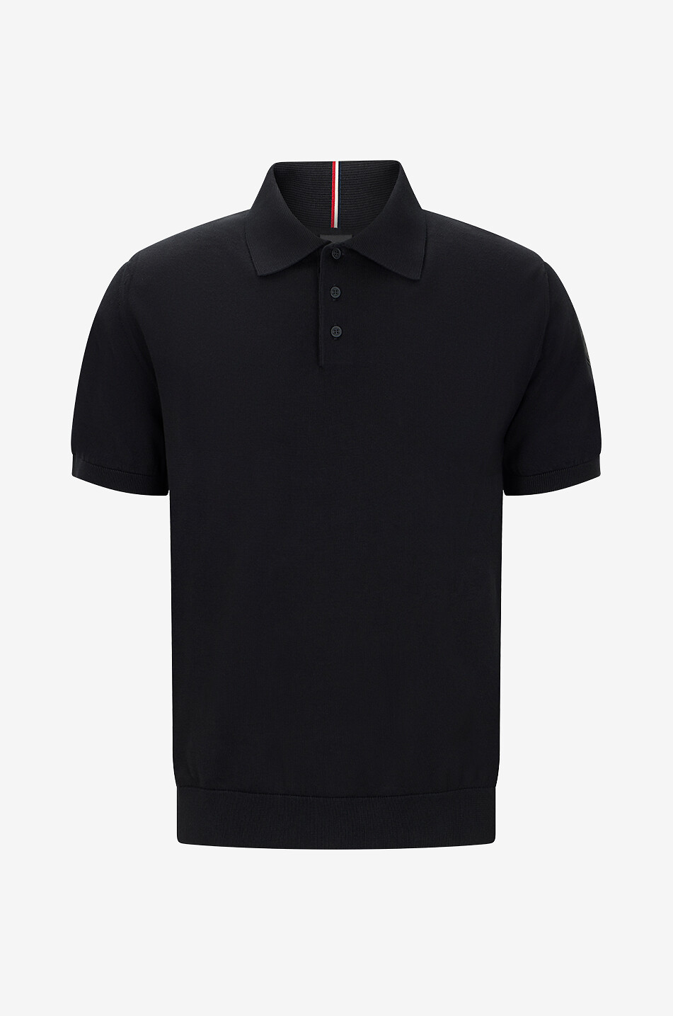 MONCLER Kurzärmeliges Feinstrick-Polohemd aus Baumwolle Matt Black Herren SCHWARZ 1