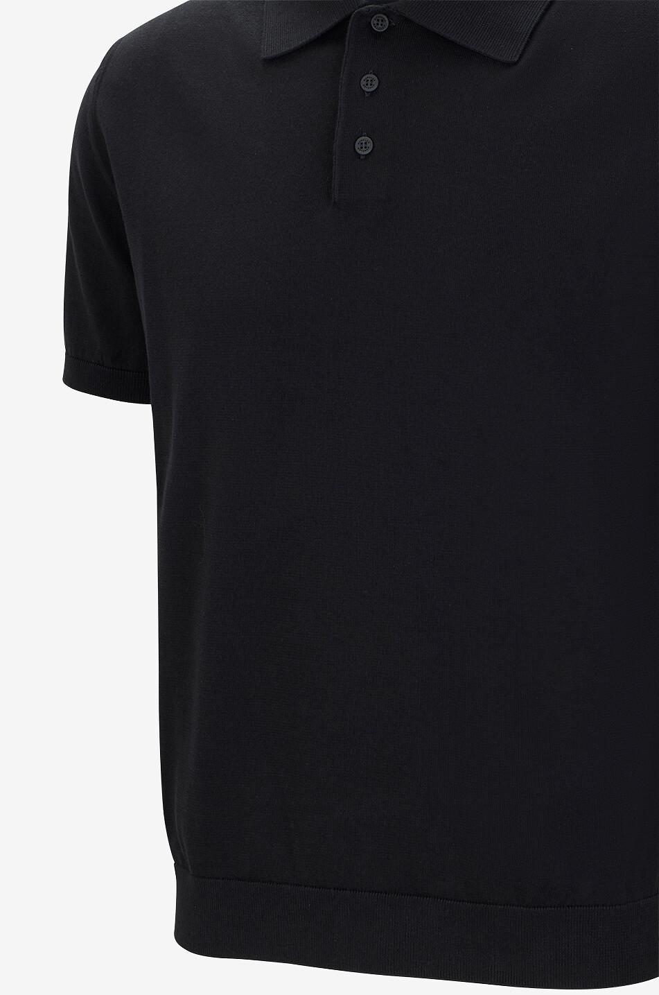 MONCLER Kurzärmeliges Feinstrick-Polohemd aus Baumwolle Matt Black Herren SCHWARZ 3