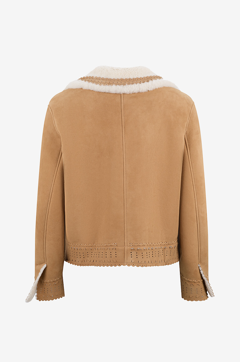 ERMANNO SCERVINO Wildlederjacke mit Shearling und Muschelsäumen Damen KAMELFARBEN 2