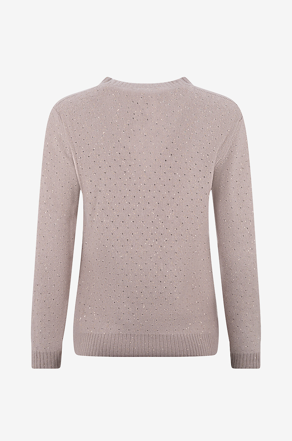 FABIANA FILIPPI Pull ajouré à col V en laine et soie mélangées orné de sequins Femme Beige moyen 2