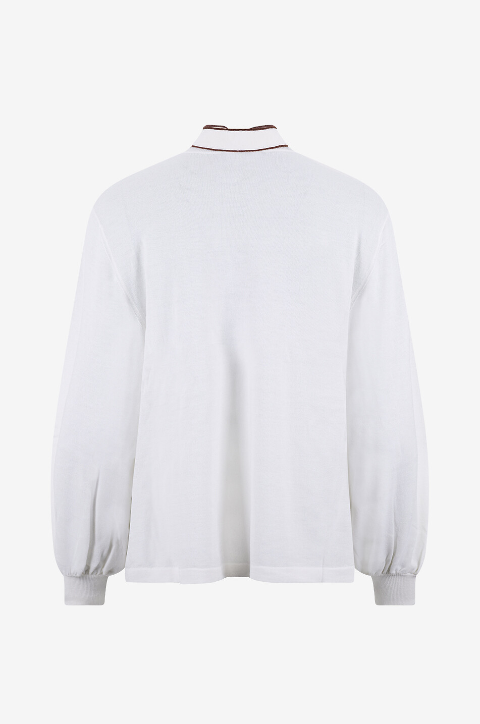 FABIANA FILIPPI Pull fin en laine et coton à col lavallière bicolore Femme BLANC 2