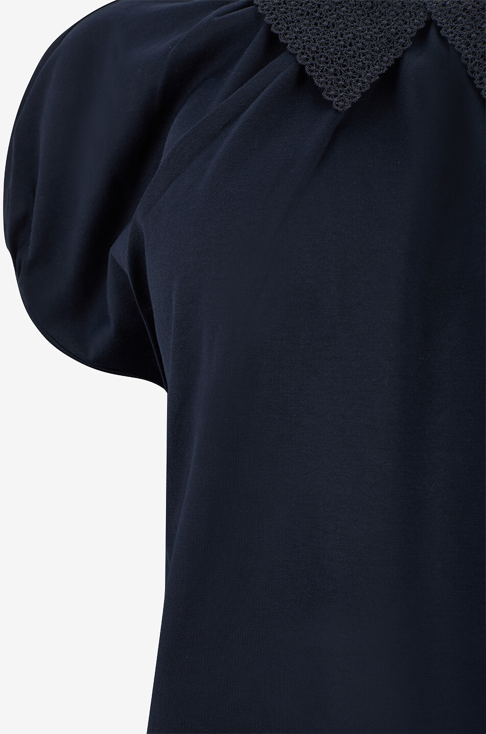 FABIANA FILIPPI Top en jersey à manches courtes et col chemise en dentelle Femme BLEU FONCE 3
