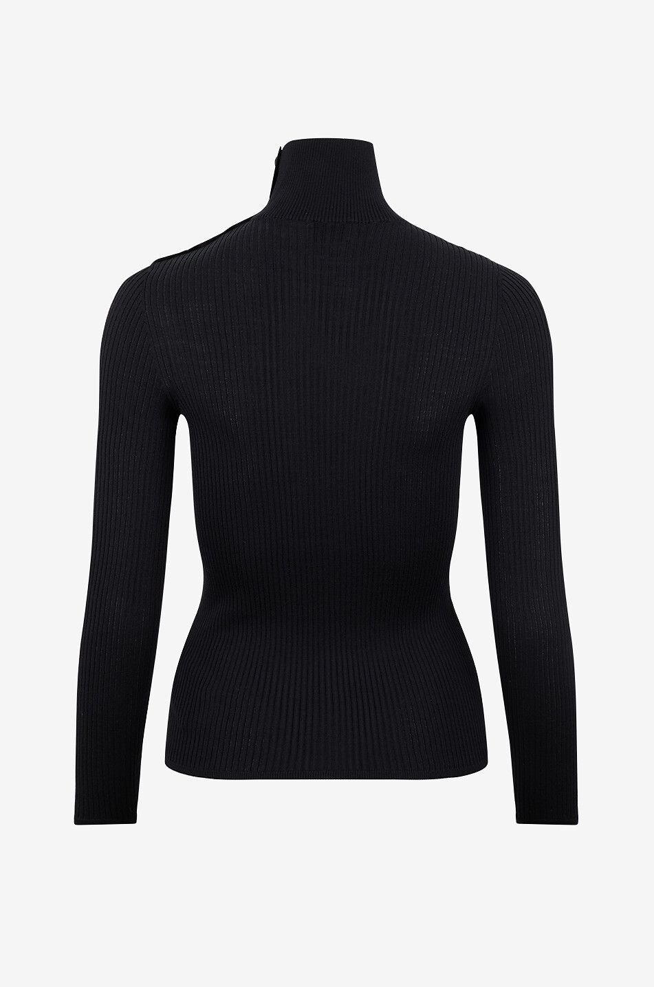 MONCLER Ribbed virgin wool sheath jumper with buttoned stand-up collar Women BLACK 2